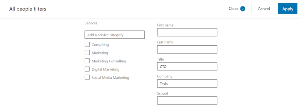 LinkedIn search